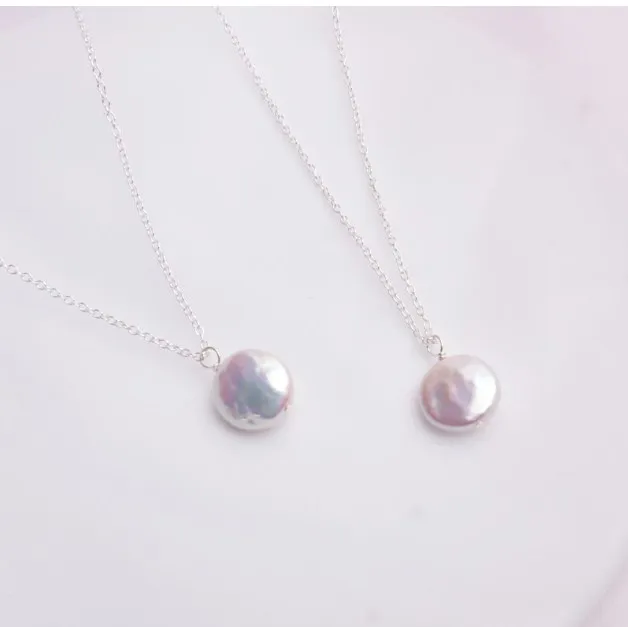 Collana con ciondolo di perle d'acqua dolce naturali grandi da 12-13 mm, regalo di moda per gioielli in argento sterling 925 per le donne