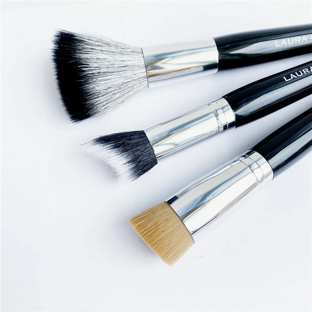 3-teiliger Doppelseitiger Foundation-Make-up-Pinsel – Für Flüssigfoundation, Puder, Concealer & Konturieren