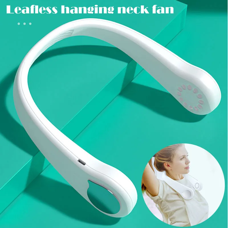 Taşınabilir Giyilebilir Bladeless Hayranları USB Gadgets Mini Asılı Neckfan Şarj Edilebilir Boyunbaz Tembel Boyun Eller-Free Çift Soğutma Spor Fan