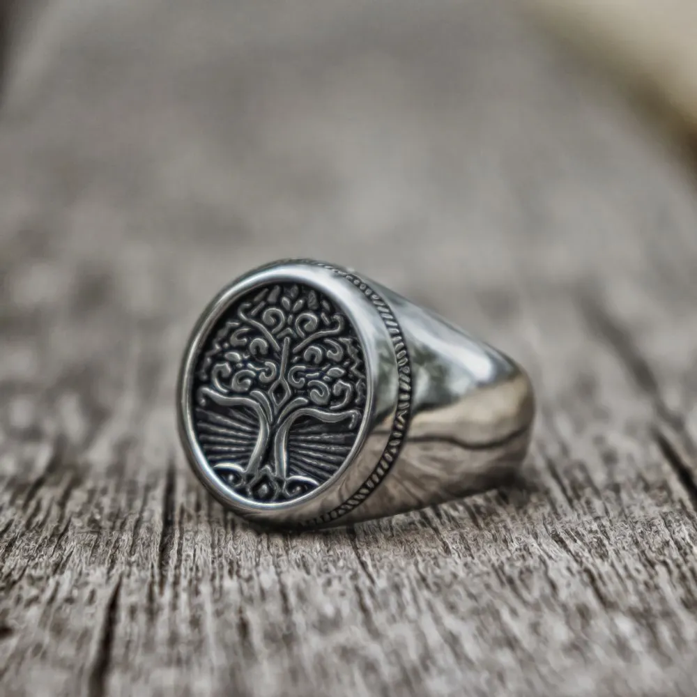 Bague chevalière arbre de vie en acier inoxydable 316L, classique pour hommes, mode amulette Viking, bijoux nordiques 5931218