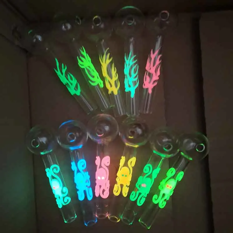 10 cm Lichtgevende Pyrex glas olie brander Pijp Roken Tool dikke buis Bal octopus Prullenbak Teken water bongs rigs Waterpijp