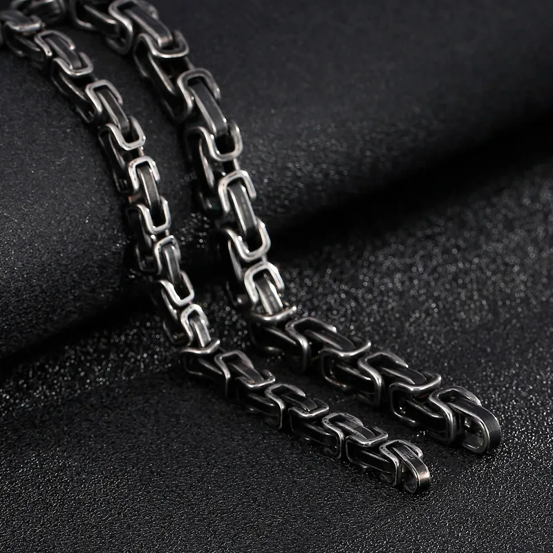 小物 10waycombination necklace & wallet chain Vintage Black Byzantine Link Chain Mens Stainless Steel