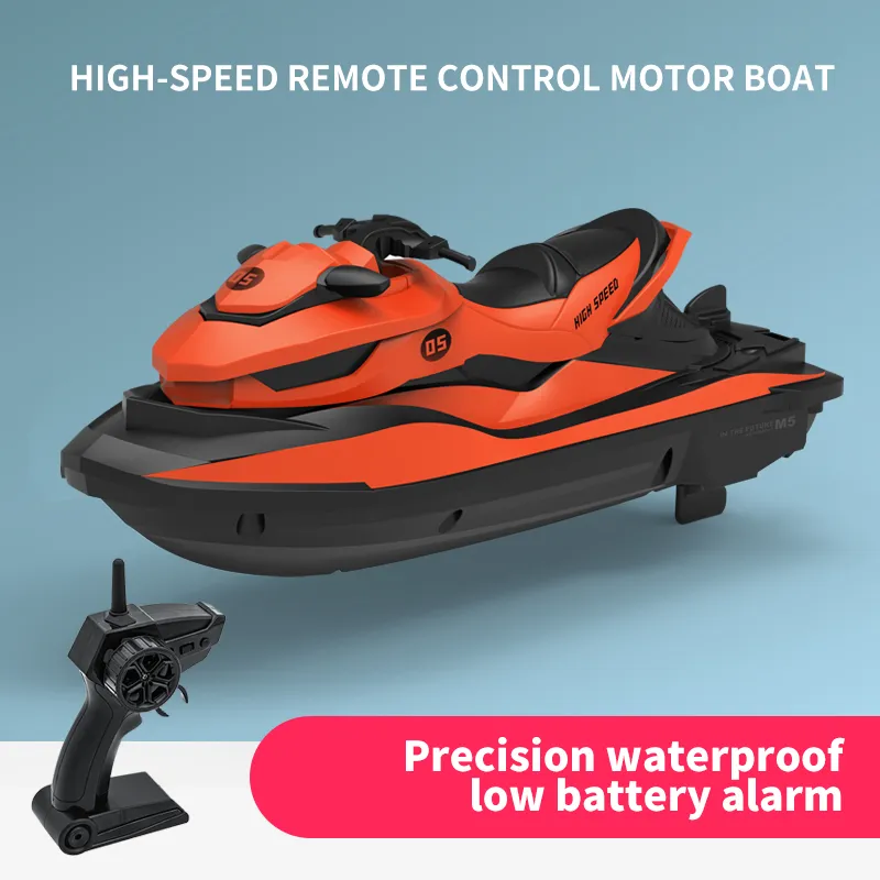 SMRC M5 2.4G Remote Control Electric Speedboat& Motorboat Toy, High Speed 10KM/H, Speed Switch, for Christmas Kid Birthday Boy Gifts, 2-1