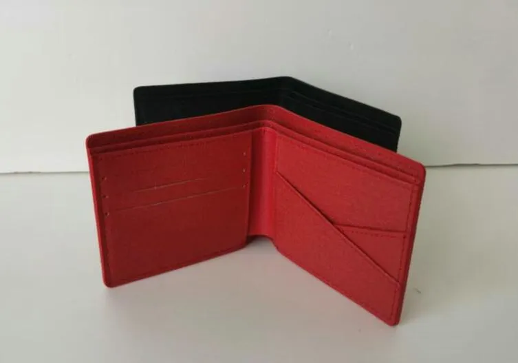 Desporto ao ar livre Fame Paris premium Red Magro carteira de couro preto vermelho da Carteira Couro saco de água ondulação Folding saco VL2145 cartão de crédito