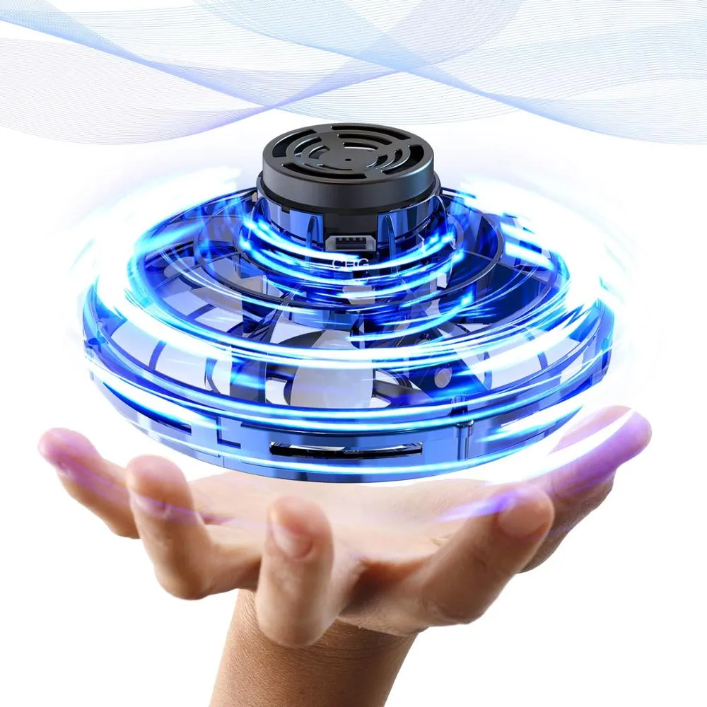 360 Rotating Mini UFO Tricked-Out Flying Spinner Boomerang Relaxing Toys Drones Flynova with USB Charging and LED Lights