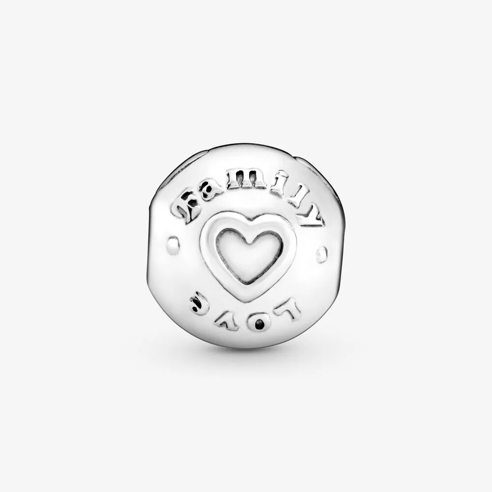 100% 925 Sterling Silver Love Family Heart Clip Charms Fit Original European Charm Bransoletka Moda Kobiety Wedding Engagement Biżuteria Akcesoria