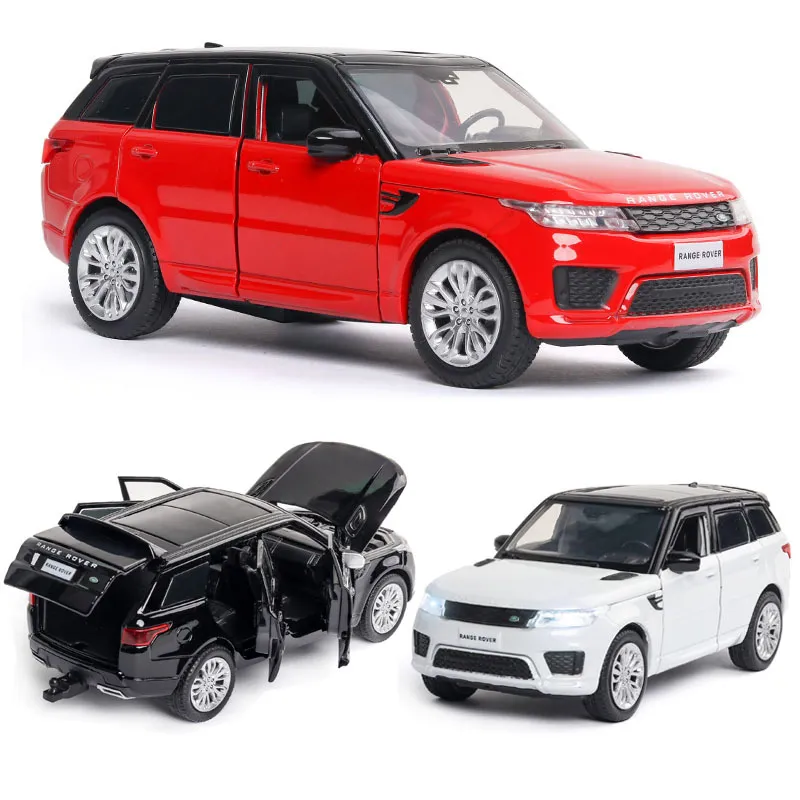 Alloy Car Land-Rover Modell Range Rover Sports Ljud och Ljus Bak Barnleksaker Favorit