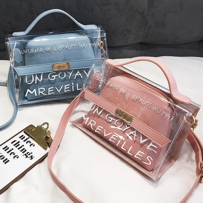 مصمم- 2020Transparent Bag Women PVC Fashion Clear Bag Women Handbags Shoulder Crossbody Bag