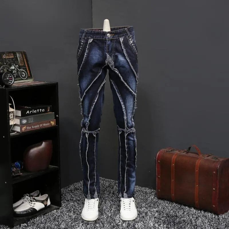 2019 Herfst Jeans Mannelijke Persoonlijkheid Zelfontplooiing Direct Bus Lange Broek Tij Merk Designer Jeans Erkek Jean Pantolon CX22278