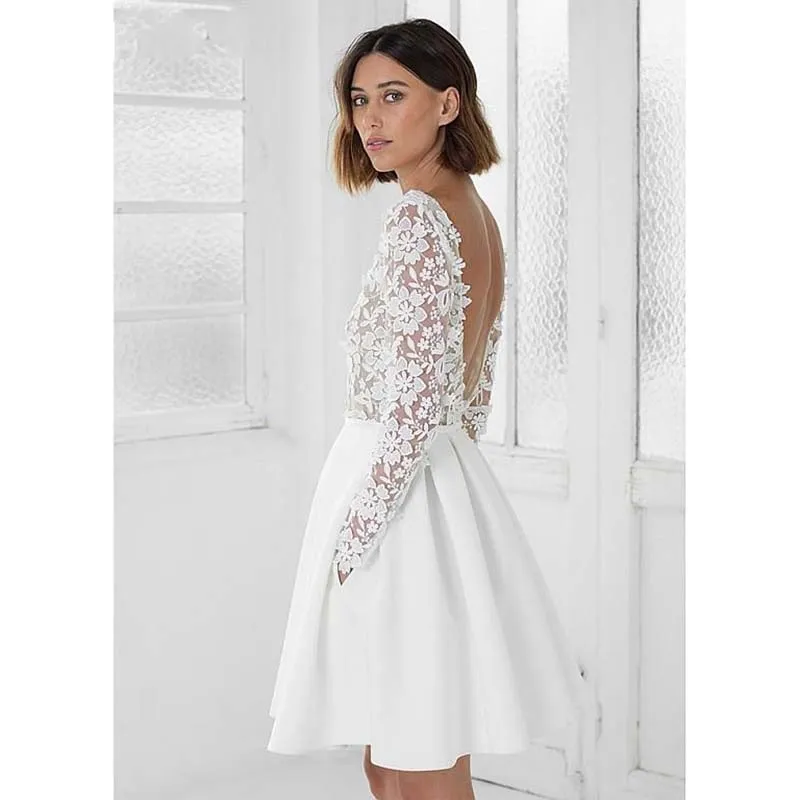 Backless Short Beach Wedding Dresses 2021 Boho Garden Scoop Neck
