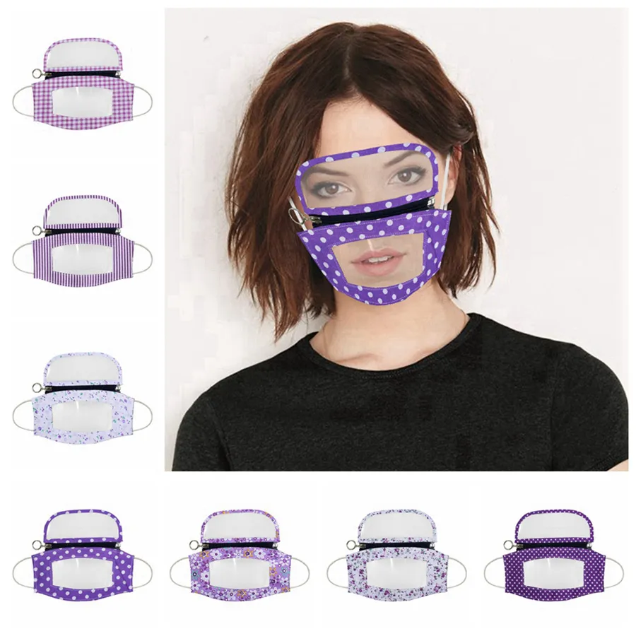 2 in 1 Transparent Lips Face Mask With Removable Visible Eye Shield Dustproof Protective Face Shield PET Deaf-mute Designer Face Mask