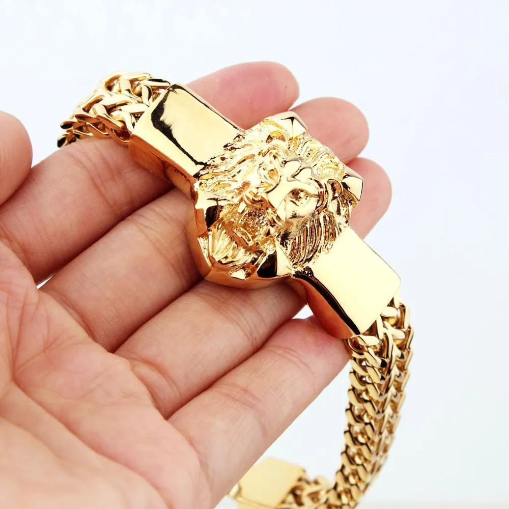 Mens Figaro Chain Skull Bracelet Stainless Steel With Lion Head Design In Silver And Gold Colors 8.66 Inch CX200724 From Qiyue07 15.38 DHgate.Com