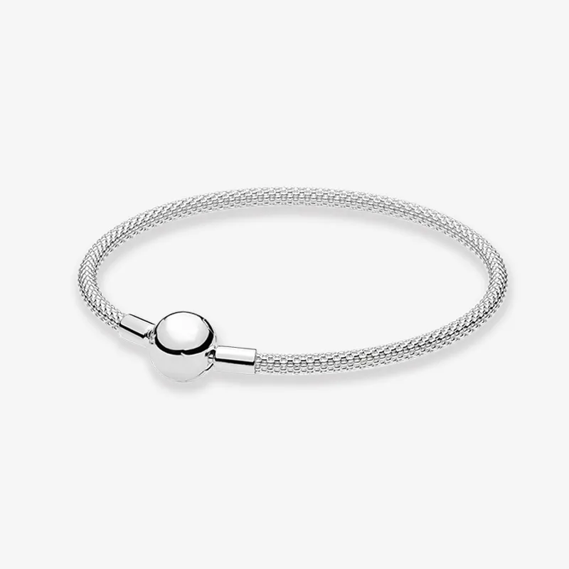 Bracciale in maglia intrecciata in argento sterling Regalo per ragazze da donna con scatola originale per set di braccialetti Pandora in argento 925