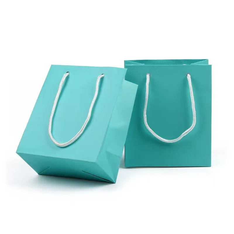 사용자 정의 파란색 종이 가방 디자이너 쇼핑 가방 보석 포장 가방