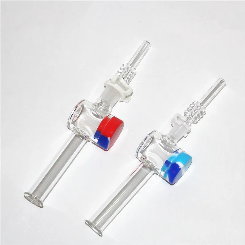 hookahs Glass Rig Stick Mini Nectar with Thick Pyrex Clear Filter Tips Tester Straw Tube Water Pipes silicone wax jars