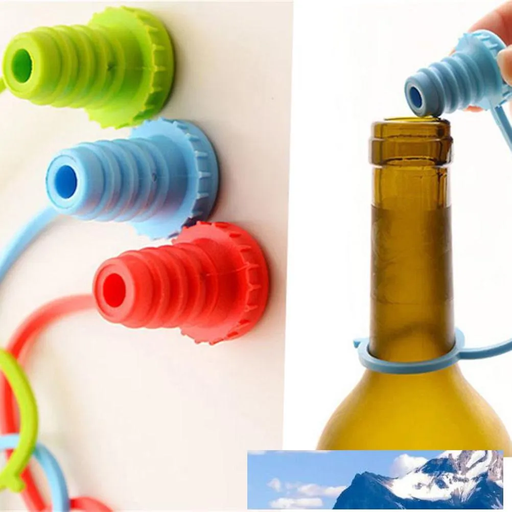 Anti Lost Silicone Bottle Stopper Hanging Button Red Wine Beer Cap