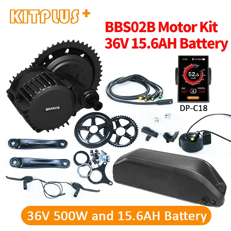 BAFANG BBS02B 36V 500W Electric Cykel Motor Ebike Kit med 15.6Ah Batteri Bike Mid Ebbs02