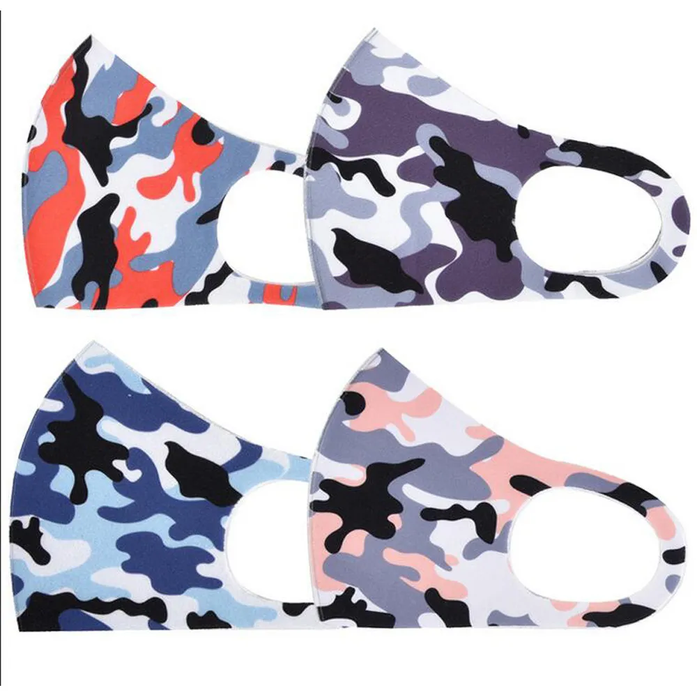 Camouflage Face Masks Protect Anti-dust Wind Ice Silk Cotton Mouth Mask Washable Breathable Cyling Bicycle Protective Camo Black Package New