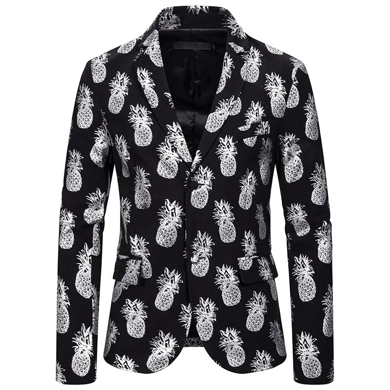Erkekler Ananas Desen G m Alt n Suits Sahne Kost mleri Moda