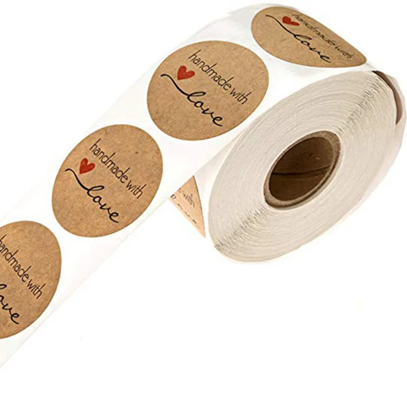 Round kraft paper stickers without print, 500 pcs, 25mm - Labels on a roll