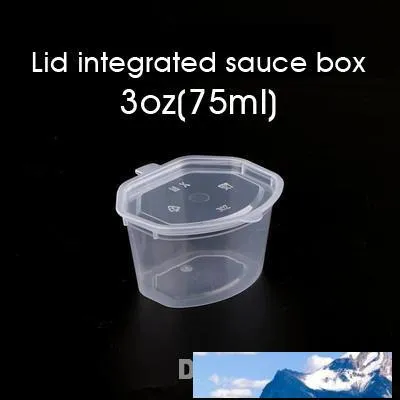 75ml / 3oz jednorazowe Plastikowe kubki z pokrywką Przyprawa Chutney Box Clear Turning Box Food Takeaway Small Storage Box 100 sztuk