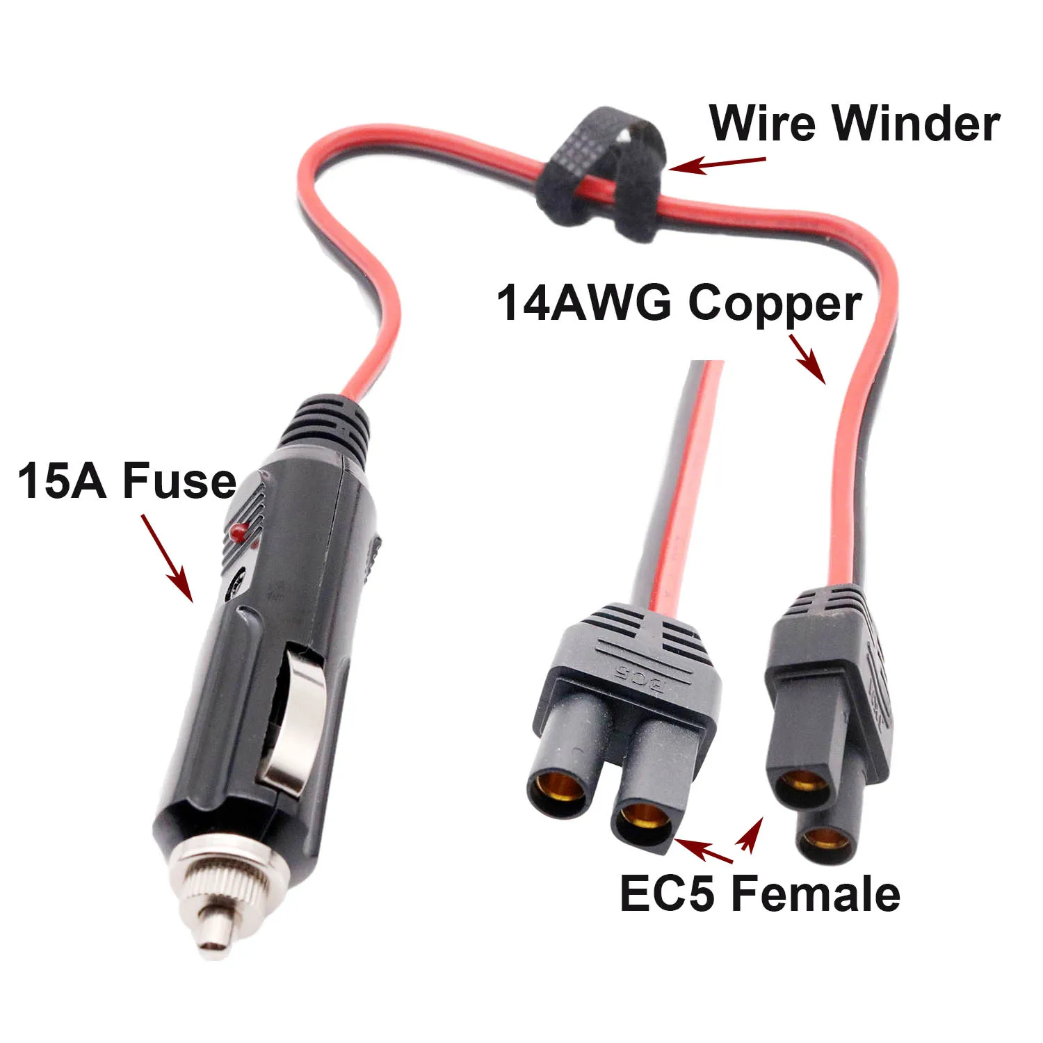 12V 24V Car Cigarette Lighter Plug To EC5 Female For Emergency Battery