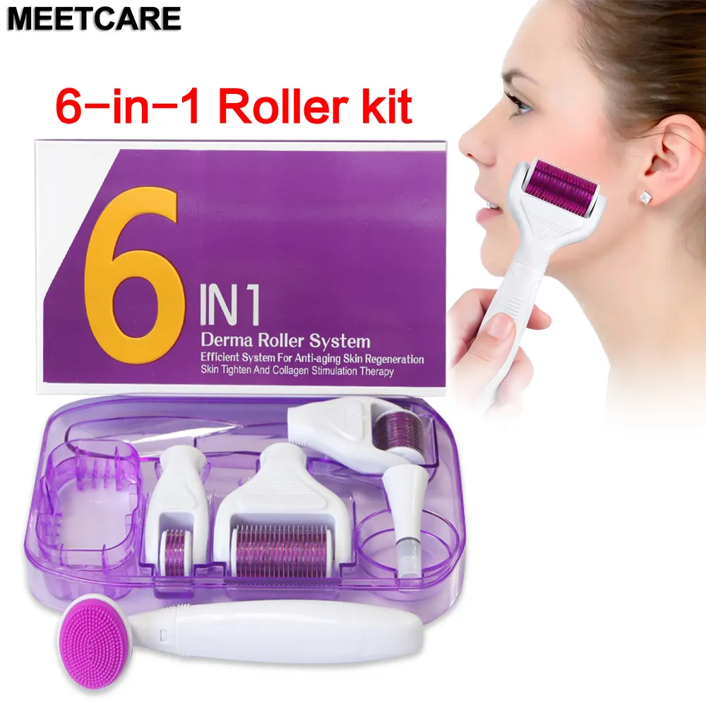 Derma rolo Micro Needle Roller Kit 6in 1 Hydra Microneedling rolo para a pele Eye Rosto Corpo Beauty Dermaroller rejuvenescimento NOVO