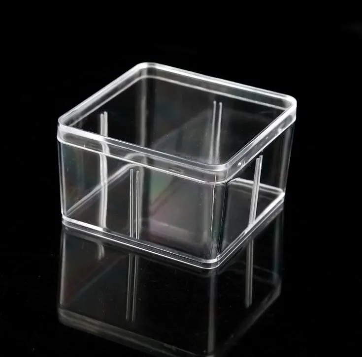 Boîte en plastique carré 9,5 * 9,5 cm pour les petits accessoires Boîtes d'emballage en PVC transparent avec conteneur de couverture SN1267
