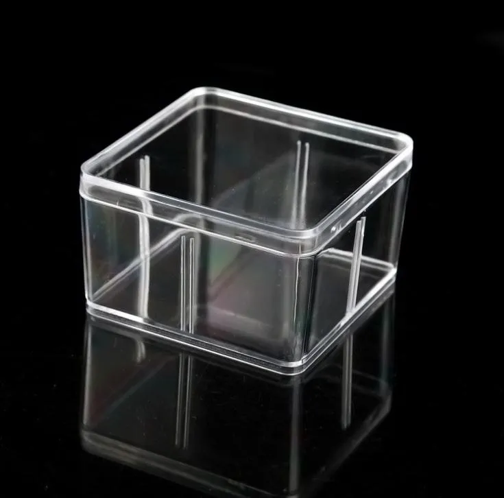 透明 PVC プラスチック四角ボックス 蓋付き 9.5x9.5cm アクセサリー用