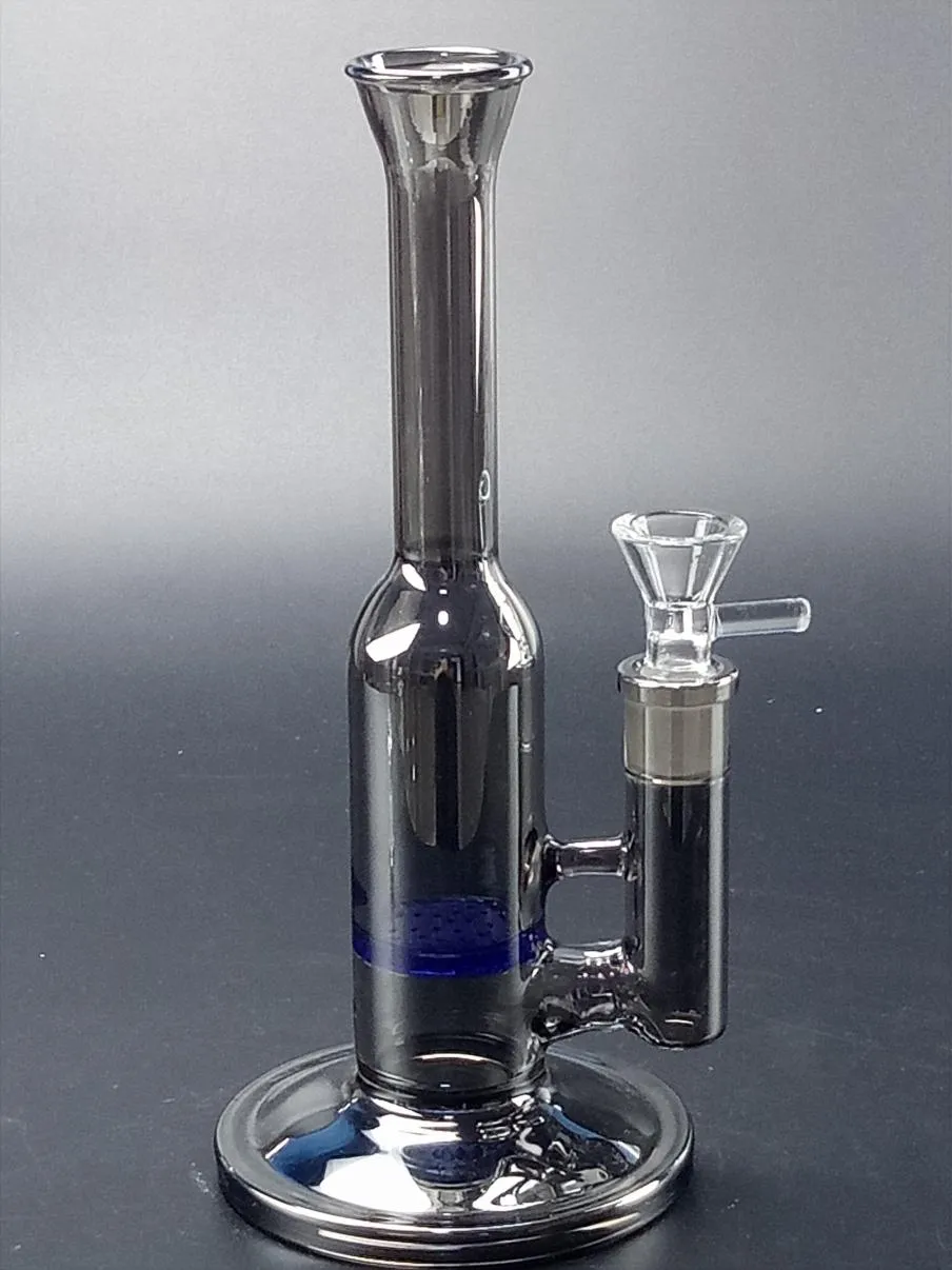 Gris Narguilés Verre Pipes À Eau Bleu Nid D'abeille Perc Verre Bongs 8.6 Pouces Joint Femelle avec Bol pour Fumer Chicha