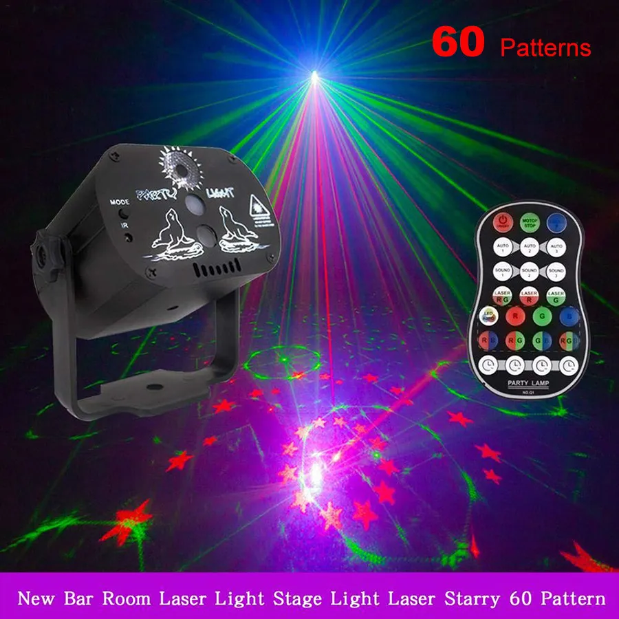 60 Patronen RGB LED Disco Light 5V USB Laser Projectielamp Podiumverlichting Show voor Home Party KTV DJ Dansvloer