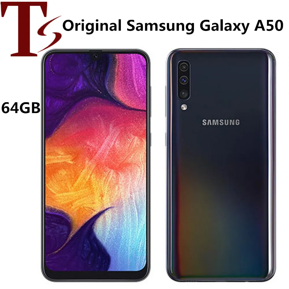 Reformado Original Samsung Galaxy A50 6,4 polegadas Octa Core 4 GB RAM 64GB ROM 25MP Desbloqueado 4G LTE Telefone celular