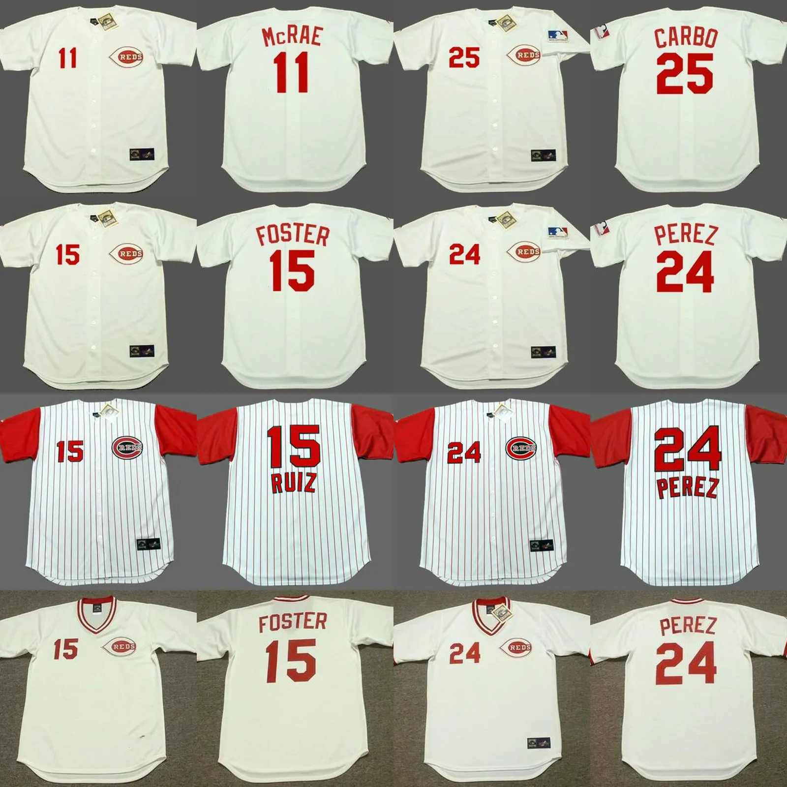 Chicago 15 CHICO RUIZ 19 HELMS 23 LEE MAY 24 PEREZ throwback baseball jersey stitched