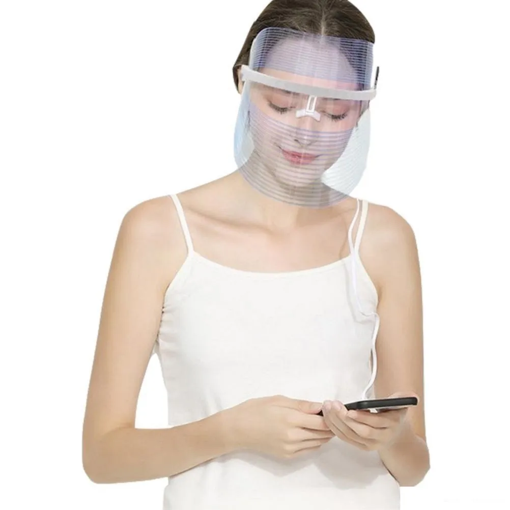 Bärbara 3 färger Ändra LED Photon Mask Facial Care Behandling Led Skönhetsmask Ljusterapi Hudvård Verktygsenhet