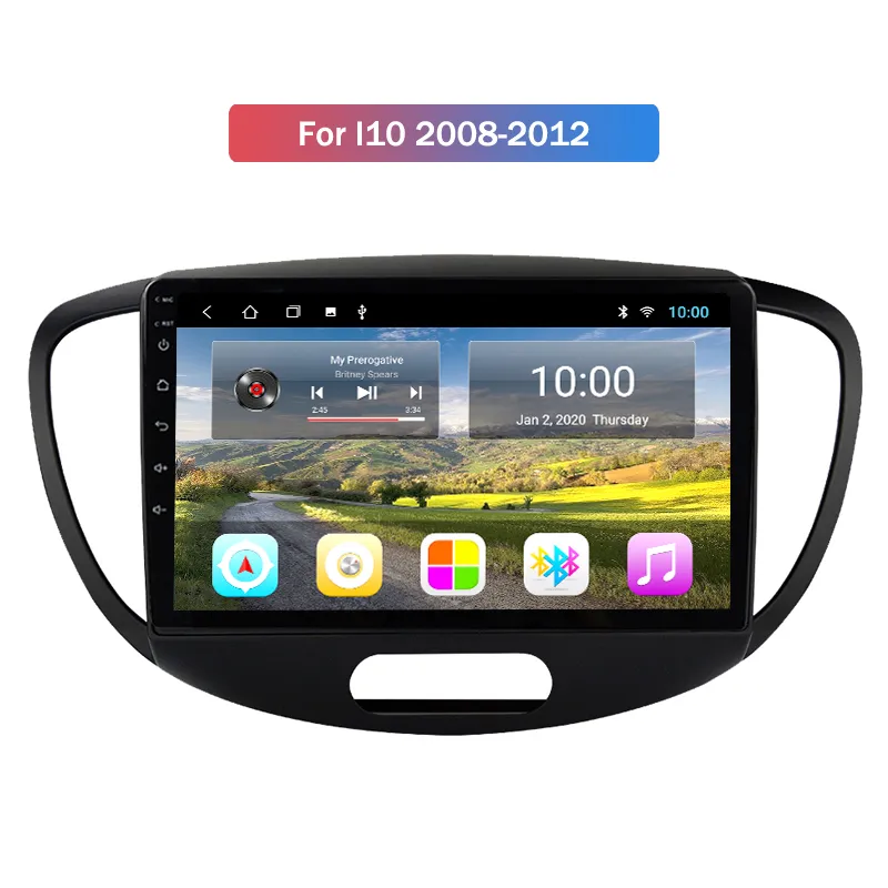 9INCH Android Multimedia bilvideospelare för Hyundai I10 2008-2012 Radio GPS-navigering Autoradio stereo BT