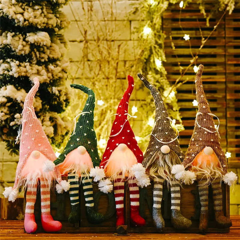 دمية عيد الميلاد مجهوليات متوهجة قلادة عيد ميلاد سعيد ديكور طويل الساق شجرة عيد الميلاد شنقا زخرفة 5 أنماط