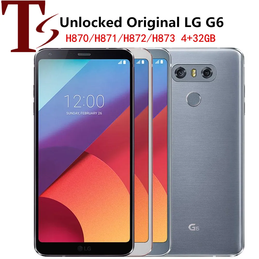 Unlocked LG G6 -telefoner H870 H871 H872 H873 VS988 Quad Core 5,7 tum 4 GB RAM 64 GB ROM Dual Bakkamera 13,0MP LTE 4G MOBILT TELEFON 1PC