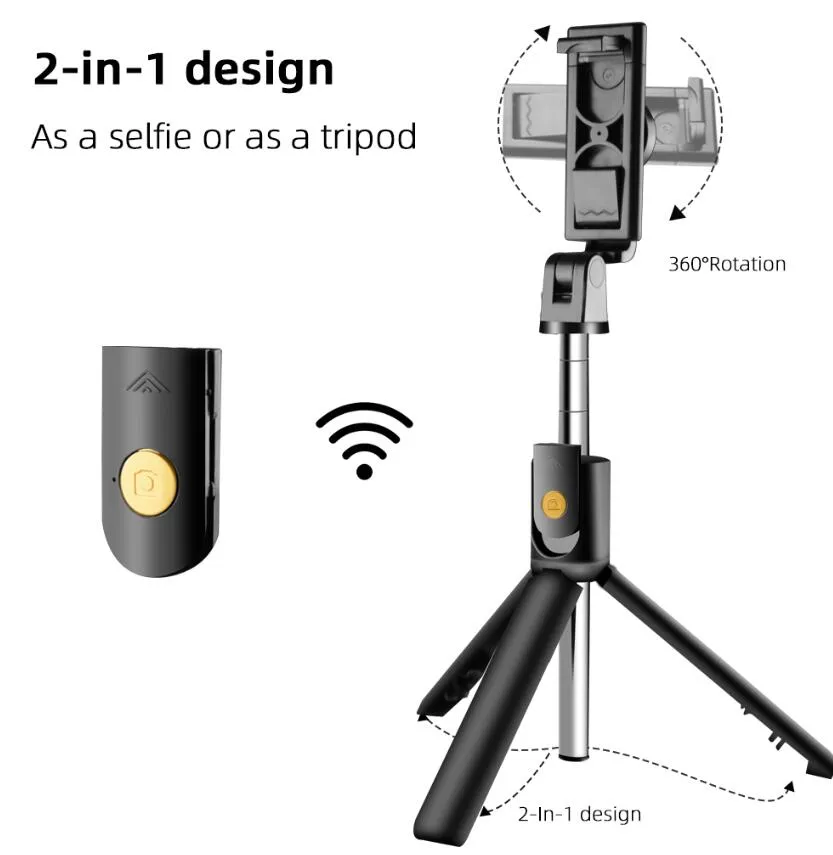 Bluetooth Selfie Stick Fill Light K10-S 70CM Extendable Foldable Phone  Holders With Rear View Mirror Wireless Shutter Tripods K10 K07