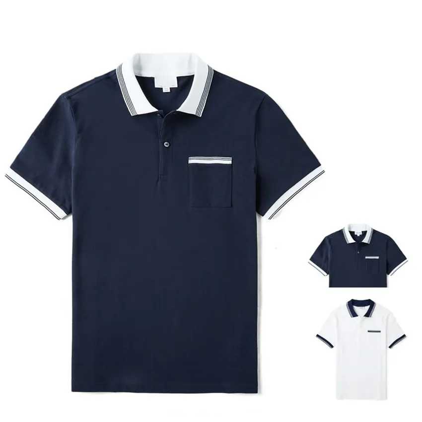 Polos de algodón informales franceses para hombres, polos de algodón de estilo popular para hombres, polo de golf con solapa para adultos jóvenes