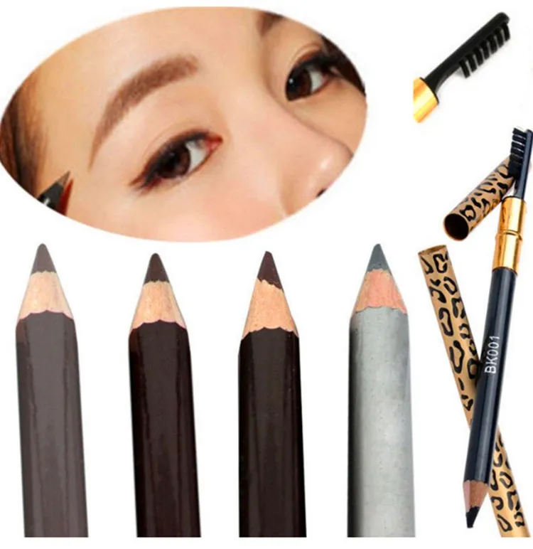 Eyebrow Enhancers Arrivals Make-up Leopard Grain Wenkbrauwpotlood waterproof Professionele Make-up Wenkbrauwpotlood Borstel Zwart DHL GRATIS verzending