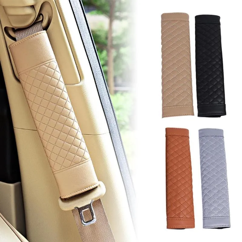 1 Pair Stylish Car Safety Seat Belt Faux Leather Shoulder Strap Pad Cushion Cover Belt Protector for Adults Kids