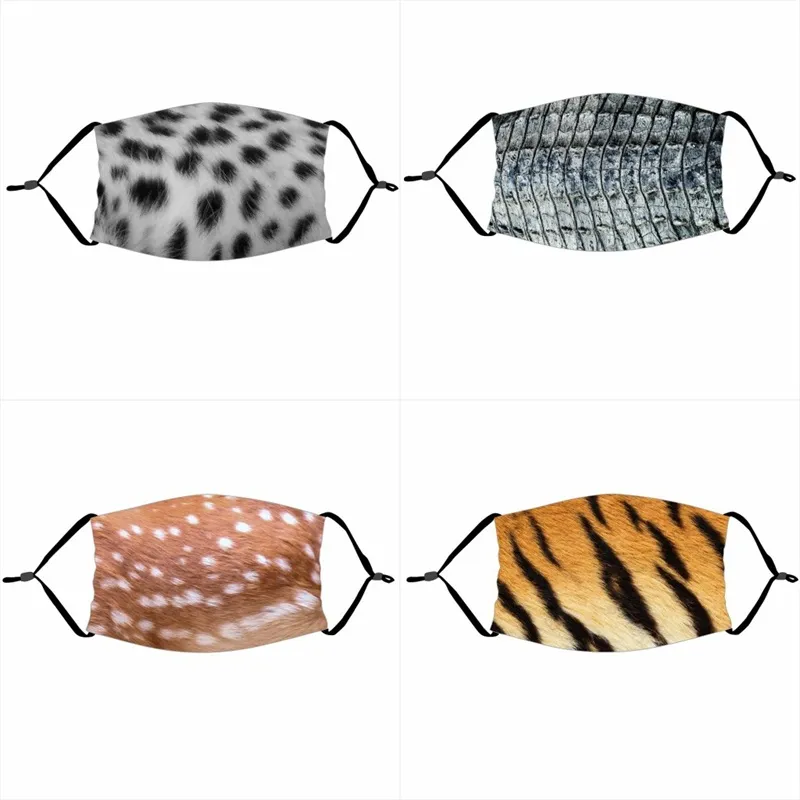 Mascherine Leopard Impresso serpentes com filtro bocal Máscaras tigres Giraffes exatas personalizadas Respirador Kid Homens Mulheres lavável 4 C2 2xtc