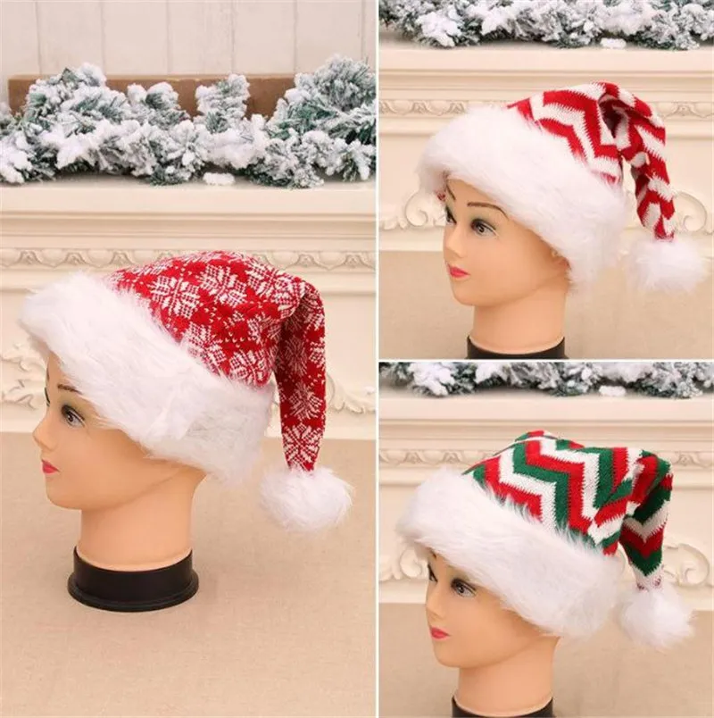 Boże Narodzenie Dzianiny Paski Xmas Hat Decor Red Santa Claus Cutlery Torba Party Festiwal Pluszowe Kapelusz Ozdoby Dla Dzieci Prezent Party Rekwizyty Kapelusze DA831