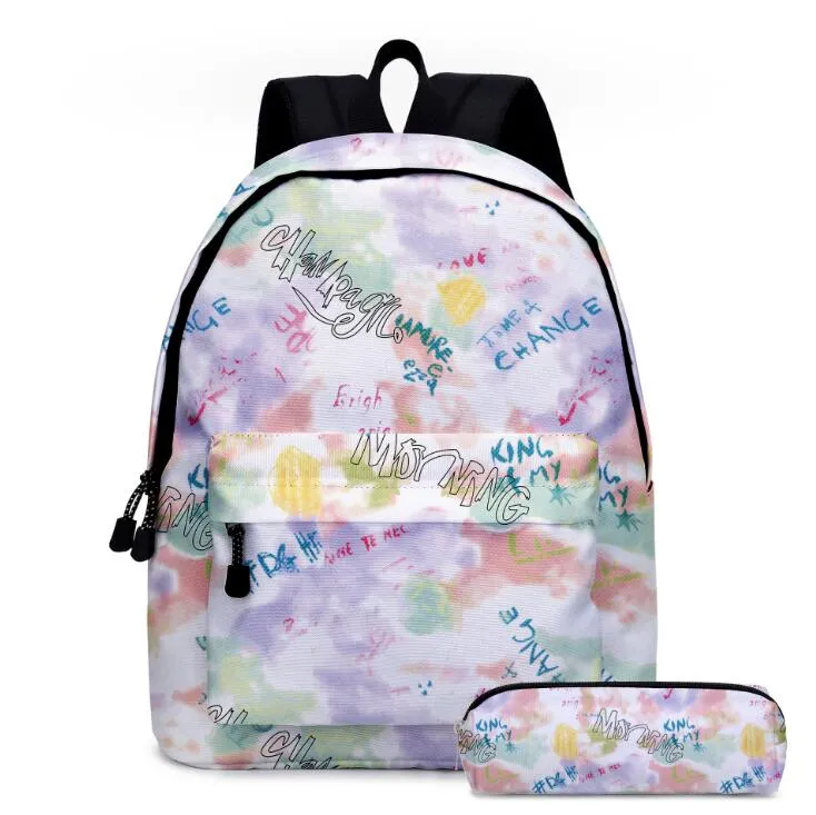 Tie-dyed School Bag Tie-dye Backpacks Bag Fashion Canvas Girl Book Bags Tie-dye Pen Bags With Backpack Children Storage Bag Pen Bags CGY440