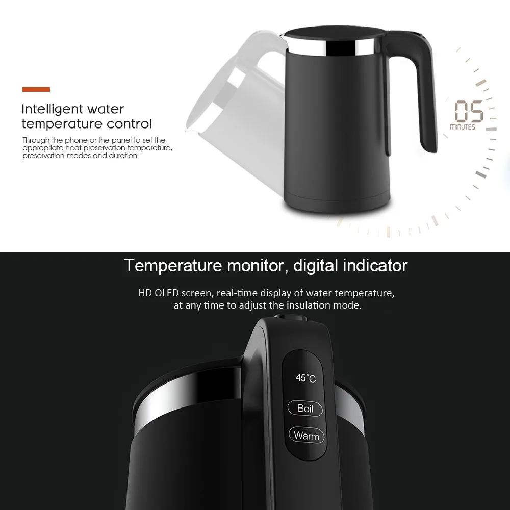 Stainless Steel Pro Mijia Electric Kettle With Thermostat, 1.5L