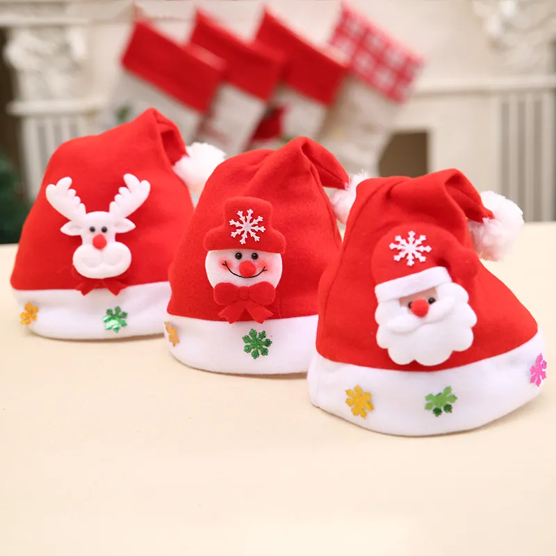 Cartoon Christmas Hat Santa Snowman Reindeer Christmas Hat Caps Kids Hatts Juldekorationer FESTICE Supplies