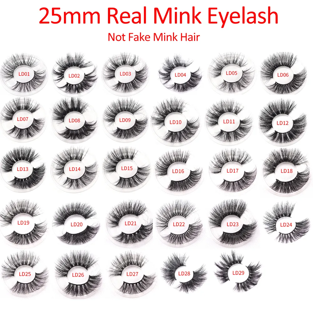 Elr002 Atacado 25mm 3D Real Mink Eyelashes 5D Super Long Mink Lashes Embalagem Na Bandeja Aceitar Logo Imprimir Embarque Gratuito