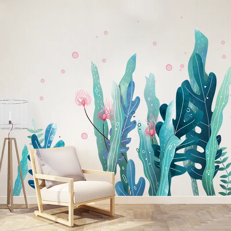 Wall Stickers [shijuekongjian] Seaweed DIY Marine Plant Decals For Living Room Kids Bedroom House Decoration Accessories