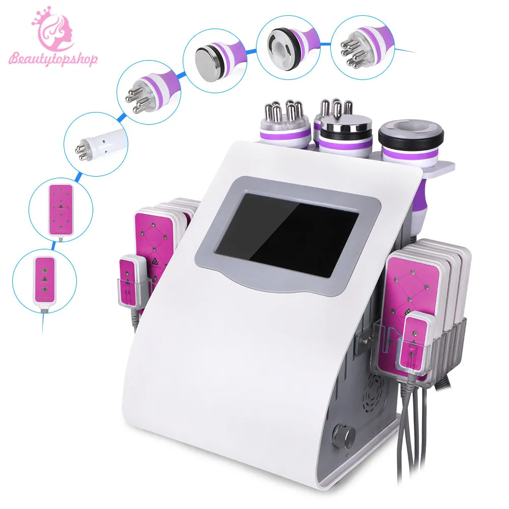 New Promotion 6 In 1 Ultrasonic Cavitation Vacuum Radio Frequency Lipo Laser Slimming Machine for Spa Good Result