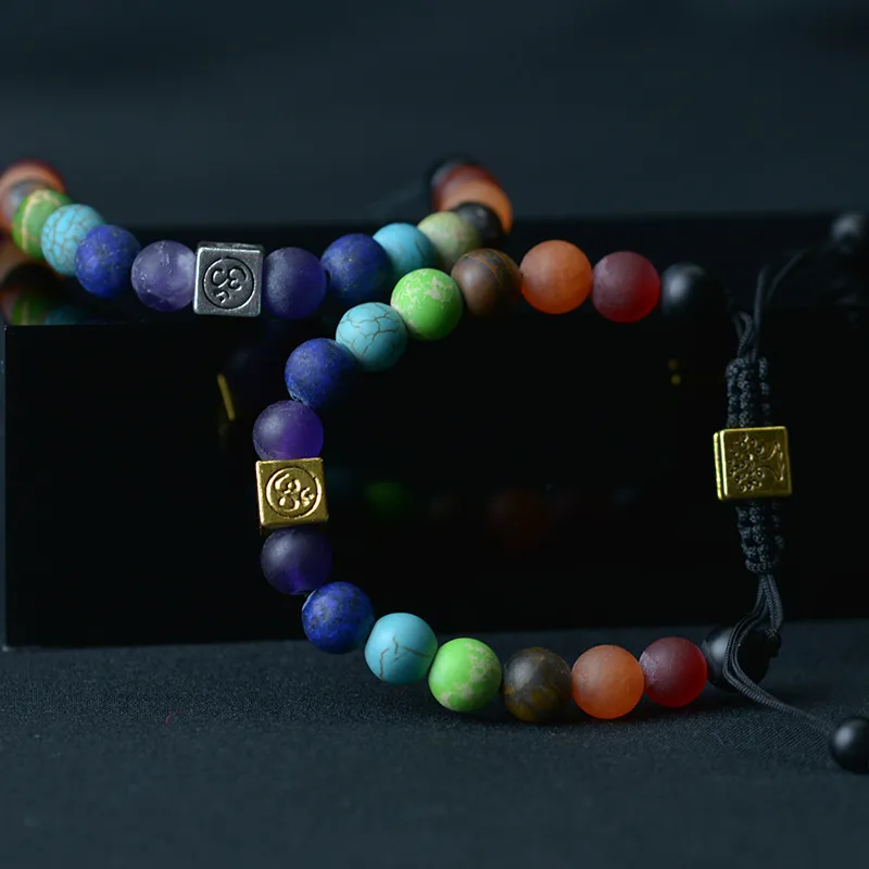 7 Chakra Yoga Bracelet Tree of Life Charme Bracelets fios de cura Balance Balance Minchações Reiki Buda Pedra natural para mulheres